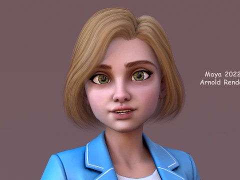 Angelica Cartoon Girl 3D Model