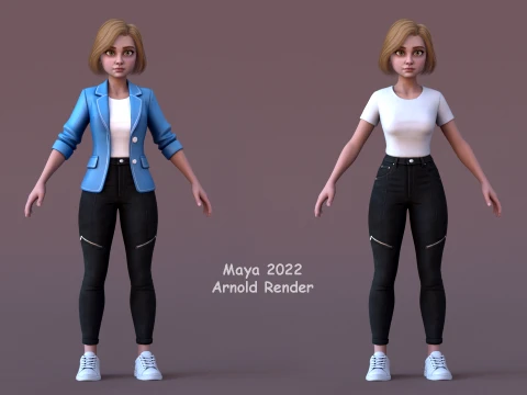 Angelica Cartoon Girl 3D Model