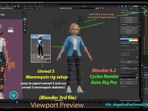 Angelica Cartoon Girl 3D Model