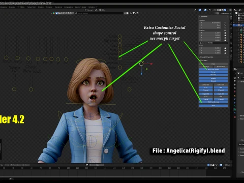 Angelica Cartoon Girl 3D Model