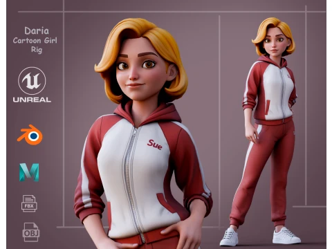 Daria Cartoon Girl 3D Model