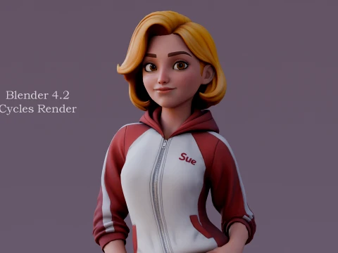 Daria Cartoon Girl 3D Model