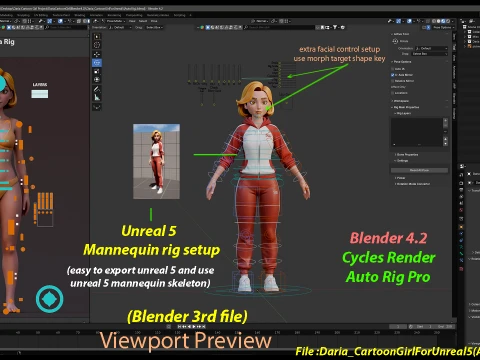 Daria Cartoon Girl 3D Model