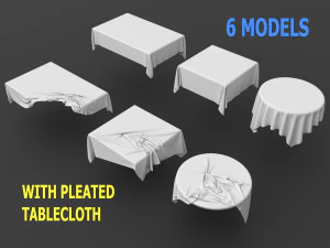 6 моделей со скатертью в складку 3D Модель