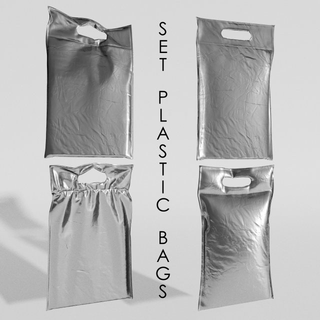 Set Plastic Bags 3D Model .c4d .max .obj .3ds .fbx .stl .blend 