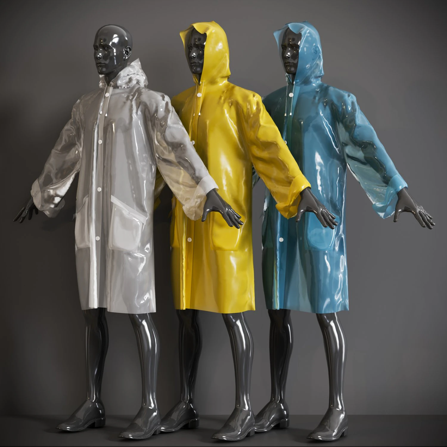 Raincoat mannequin wearing 3D Model .c4d .max .obj .3ds .fbx .stl .blend