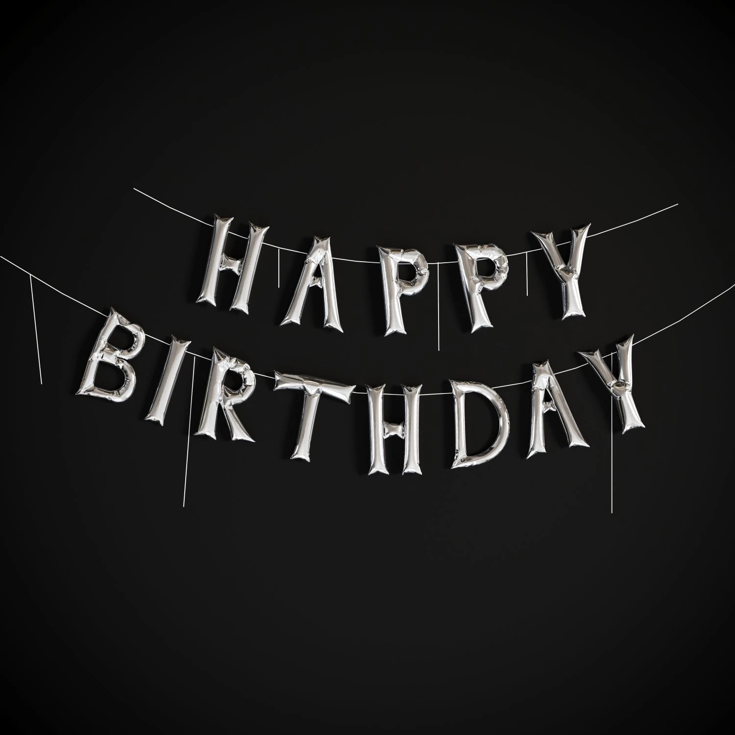 Balloons Happy Birthday 3D Model .c4d .max .obj .3ds .fbx .stl .blend