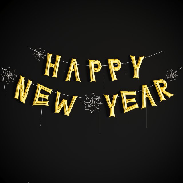 Balloons Happy New Year Modello 3D .c4d .max .obj .3ds .fbx .stl .blend 