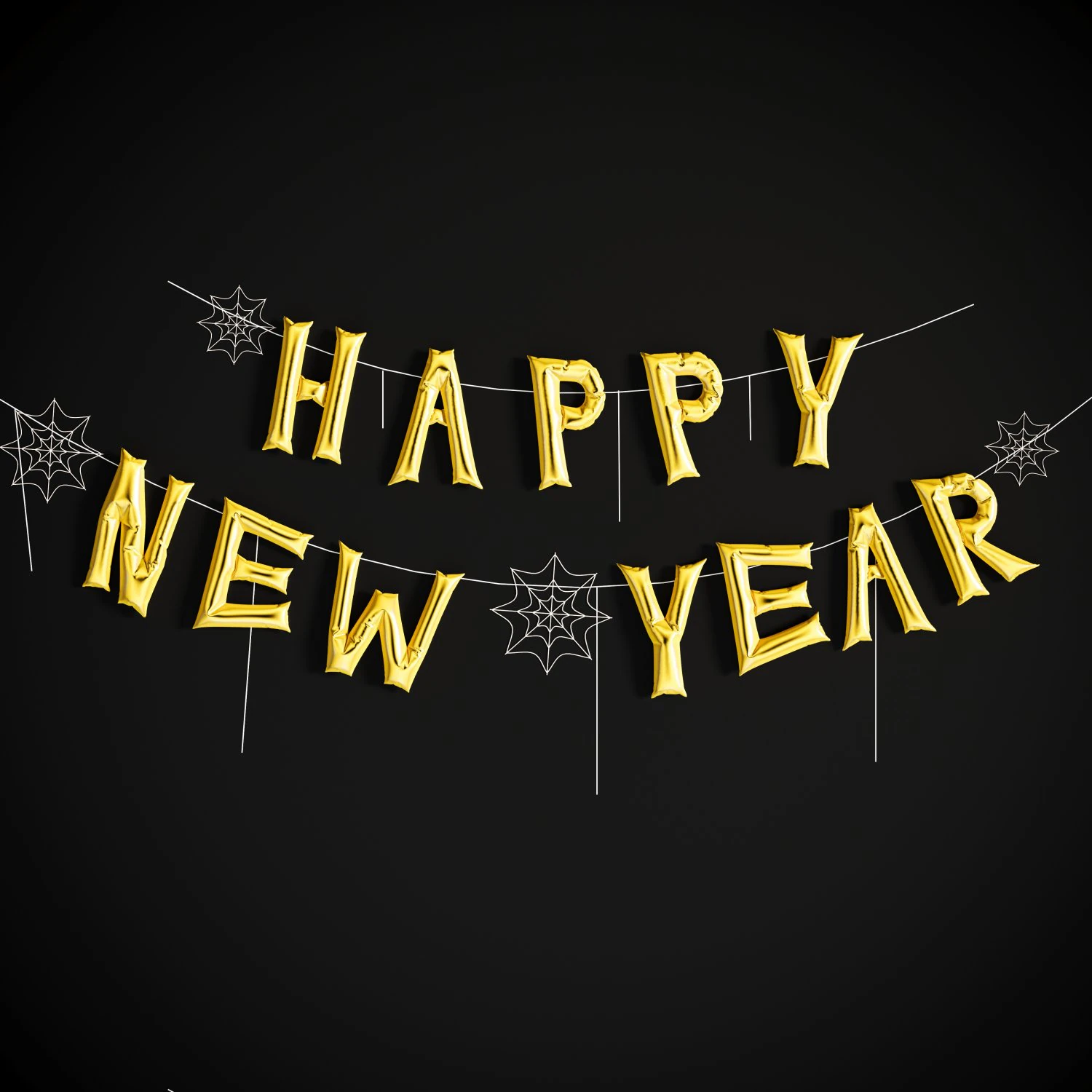 Balloons Happy New Year 3D Model .c4d .max .obj .3ds .fbx .stl .blend 