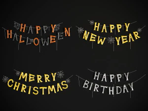 축제 비문이 적힌 풍선 3D 모델