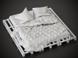 Bed with pallets 3D मॉडल
