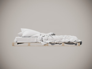 Bed with pallets 3D मॉडल