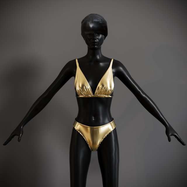 Underwear mannequin in gold bikini 3D Model .c4d .max .obj .3ds .fbx .stl .blend 