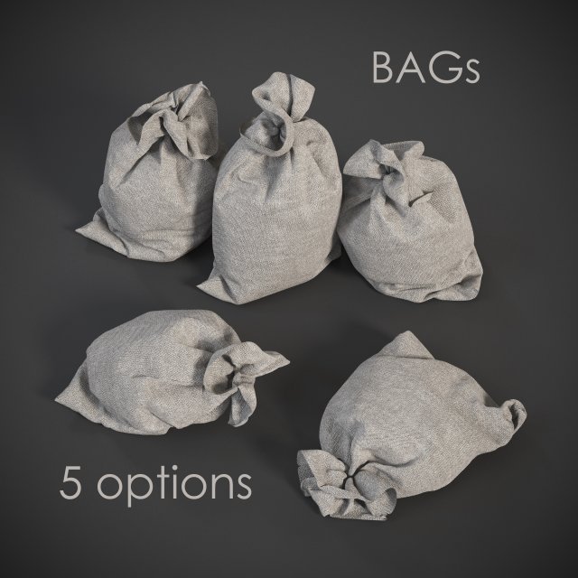 Sack Low poly bag 3D Model .c4d .max .obj .3ds .fbx .stl .blend 