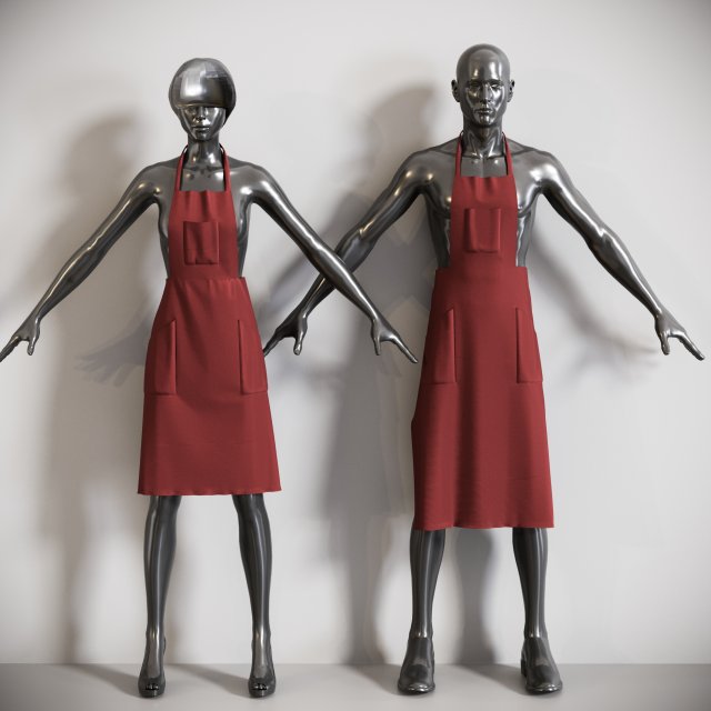 APRON two mannequins wearing aprons 3D 모델 .c4d .max .obj .3ds .fbx .stl .blend 