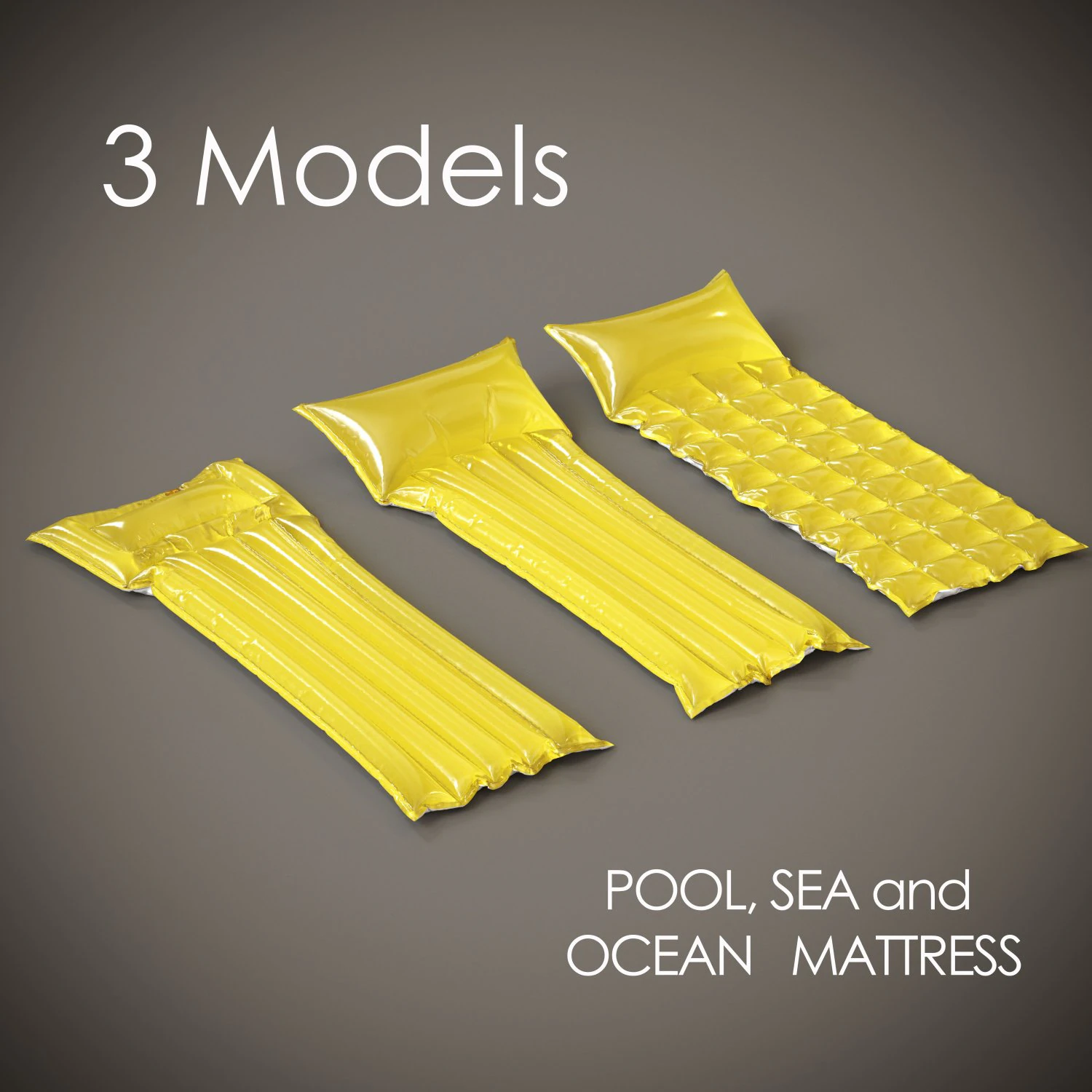 3 Mattress Models 3D Model .c4d .max .obj .3ds .fbx .stl .blend 
