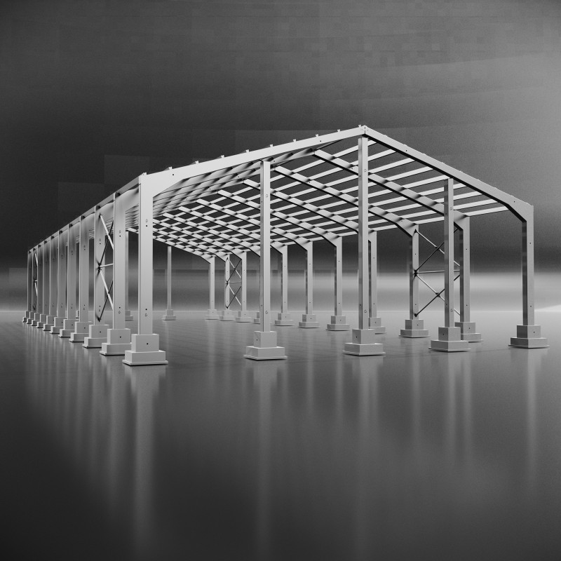 Industrial Metal Hangar 3D मॉडल .c4d .max .obj .3ds .fbx .stl .blend 