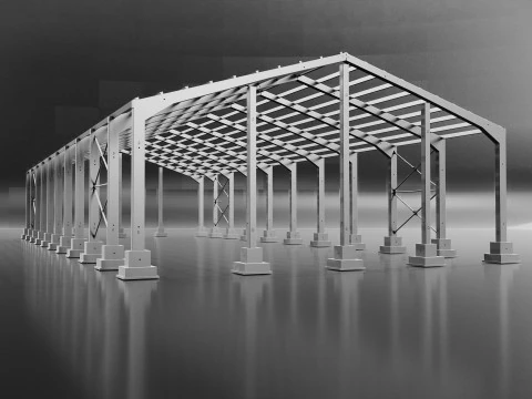 Промисловий металевий ангар 3D Модель