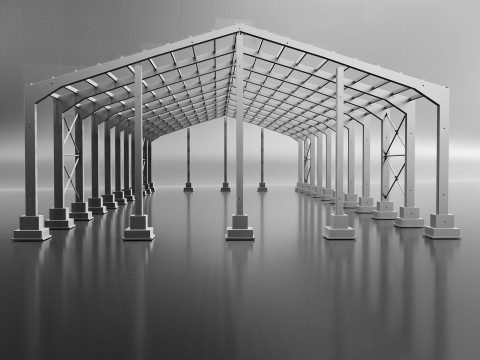 Industrial Metal Hangar 3D मॉडल