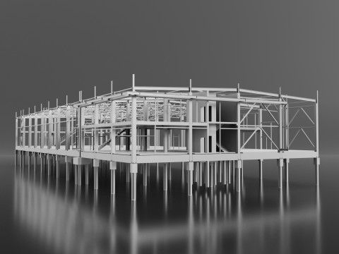 Industrial Metal car service 3D 모델