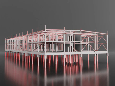 Industrial Metal car service 3D Model