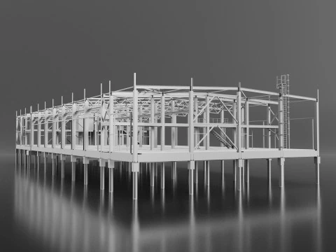 Industrial Metal car service 3D Model