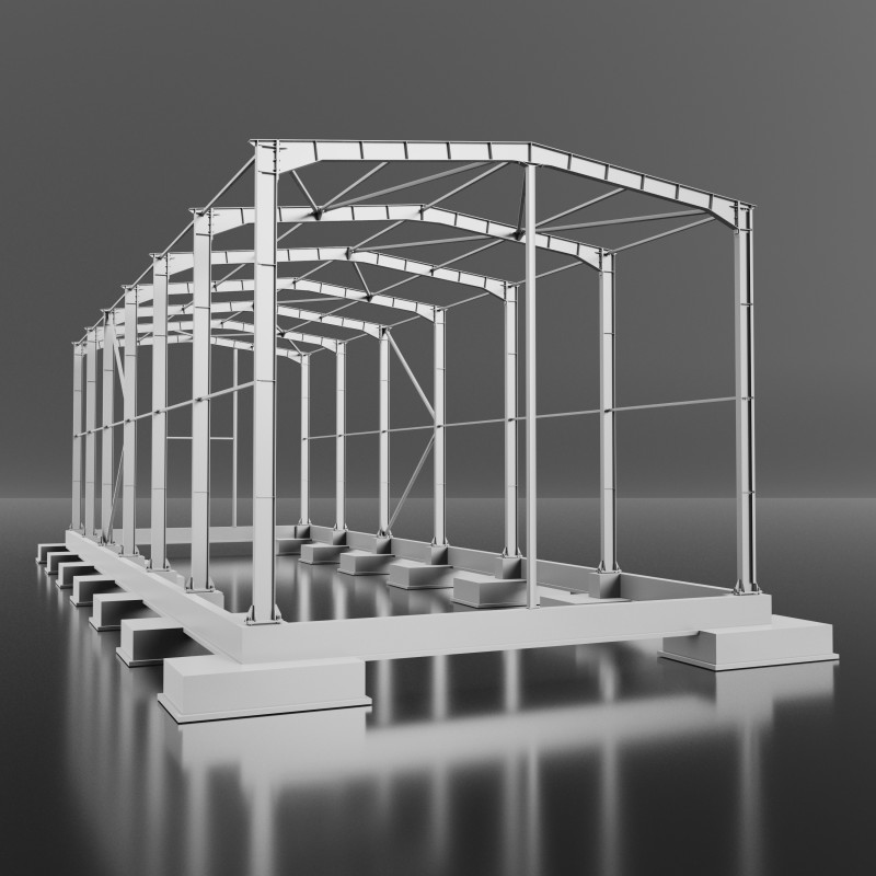 Industrial Metal Hangar Model 3D .c4d .max .obj .3ds .fbx .stl .blend 