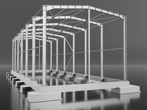 Industrial Metal Hangar 3D Model