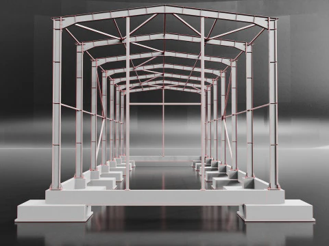 Industrial Metal Hangar 3D Model