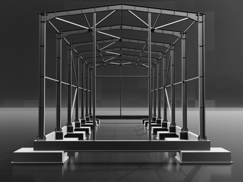 Industrial Metal Hangar Model 3D