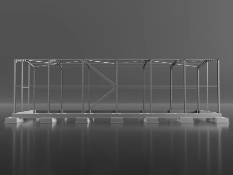 Industrial Metal Hangar 3D Model