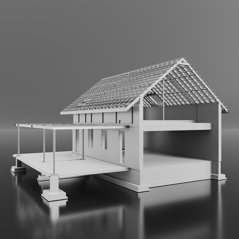 Cottage 3D Model .c4d .max .obj .3ds .fbx .stl .blend 