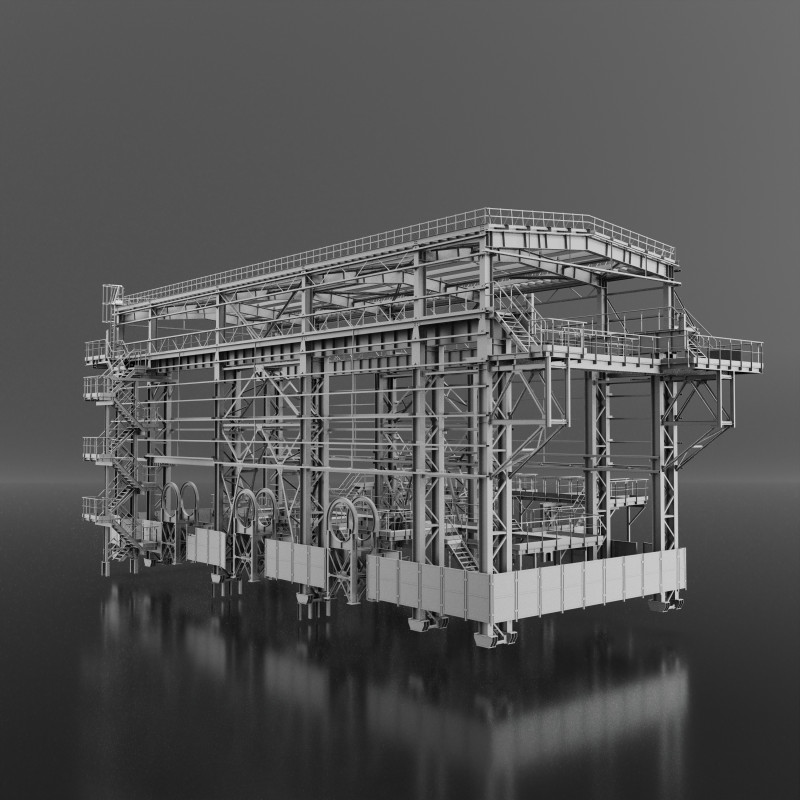 Industrial Metal building 3D Model .c4d .max .obj .3ds .fbx .stl .blend 