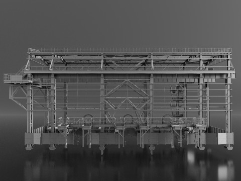 Industrial Metal building 3D Model