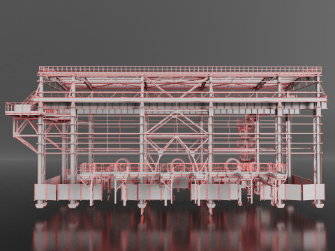 Industrial Metal building 3D Model