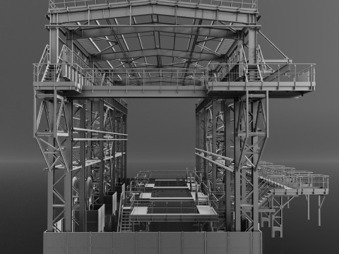 Industrial Metal building 3D Model