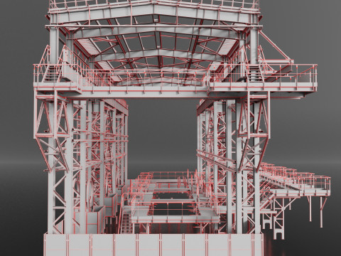 Industrial Metal building 3D Model