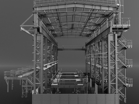 Industrial Metal building 3D Model