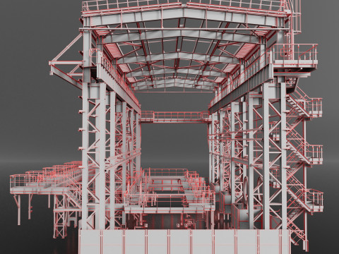 Industrial Metal building 3D Model