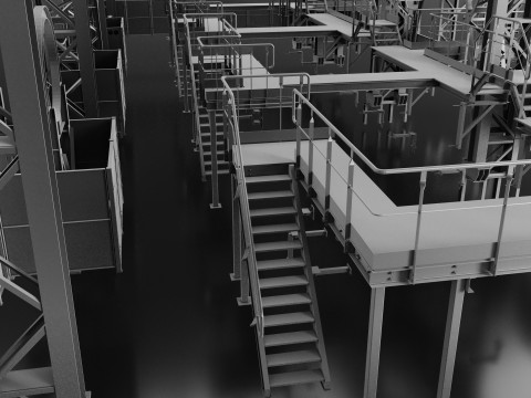 Industrial Metal building 3D Model
