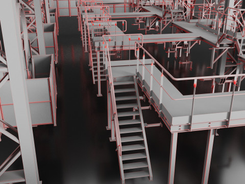 Industrial Metal building 3D Model