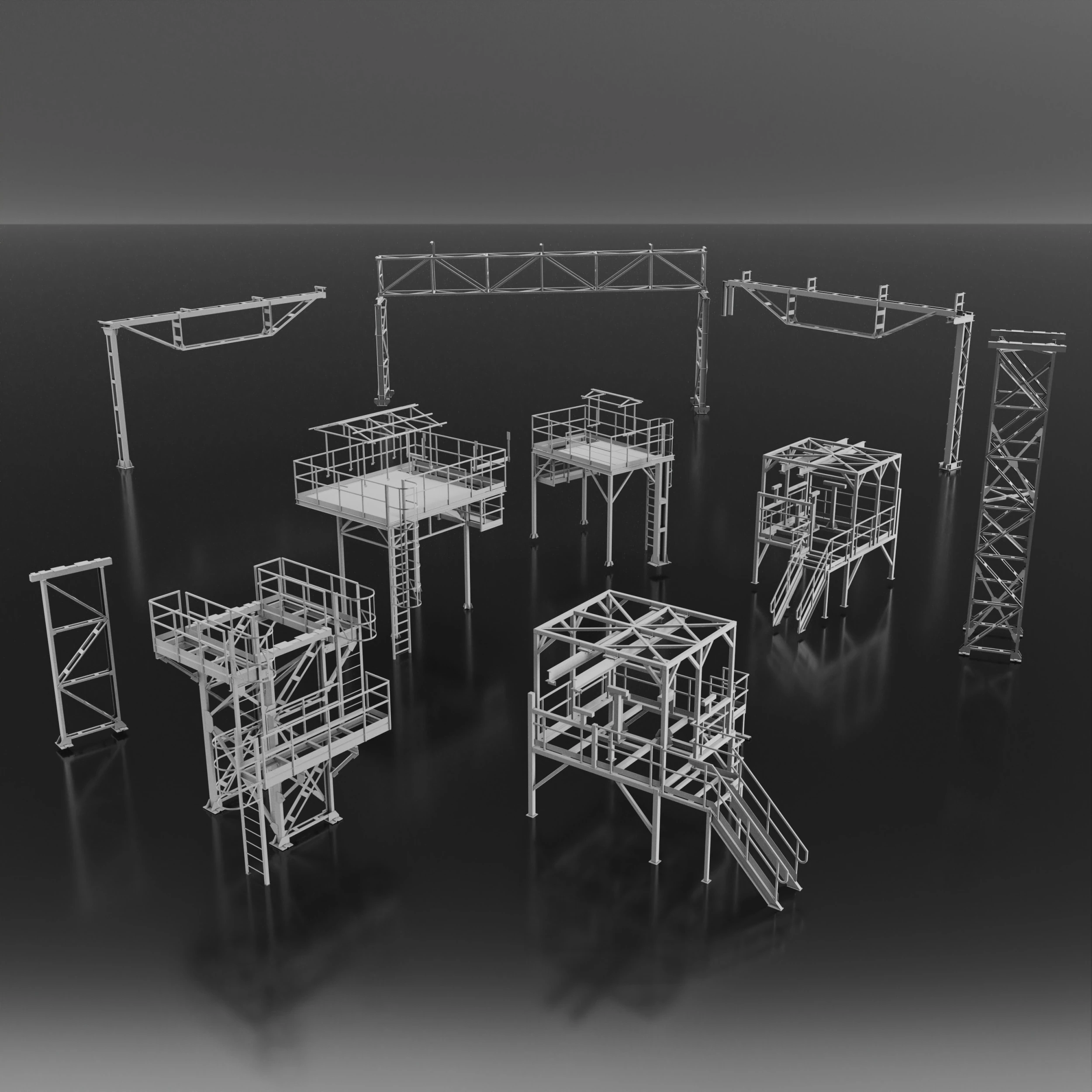 Metal structures 3D Model .c4d .max .obj .3ds .fbx .stl .blend 