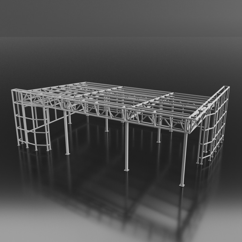 Industrial Metal building 3Dモデル .c4d .max .obj .3ds .fbx .stl .blend 