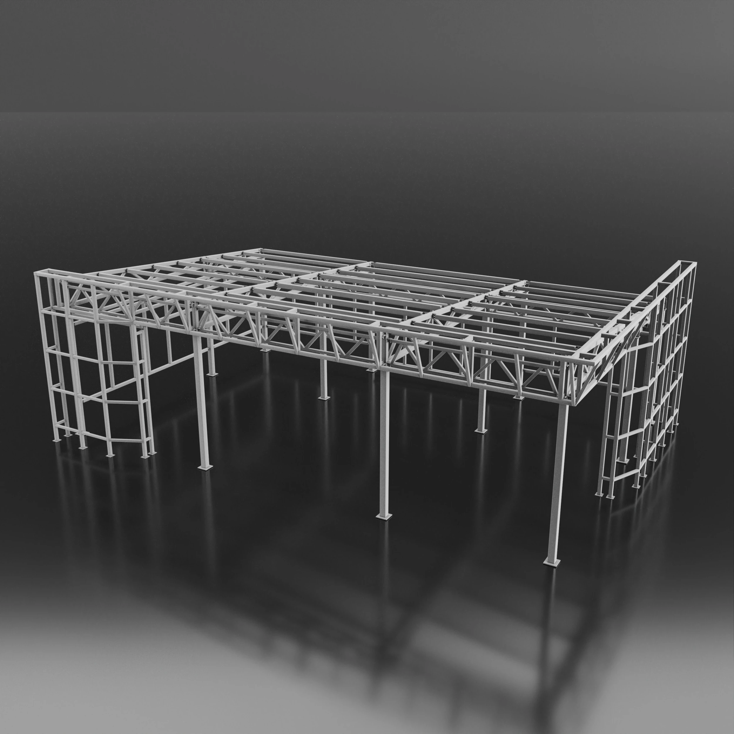 Industrial Metal building 3D Model .c4d .max .obj .3ds .fbx .stl .blend 