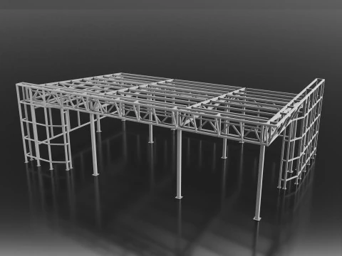 Промышленное металлическое здание 3D Модель