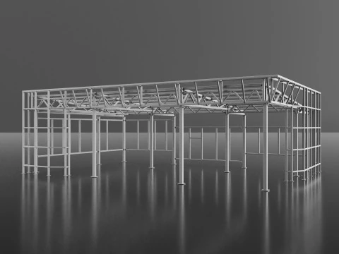 Industrial Metal building 3D Model