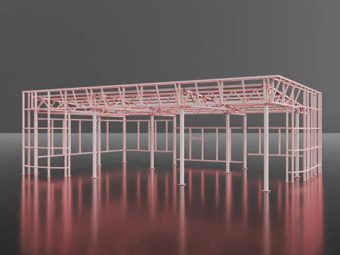 Industrial Metal building 3D Model
