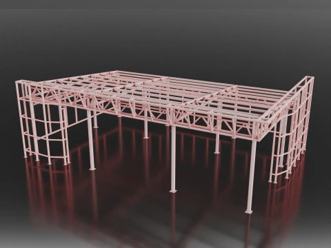 Industrial Metal building 3D Model