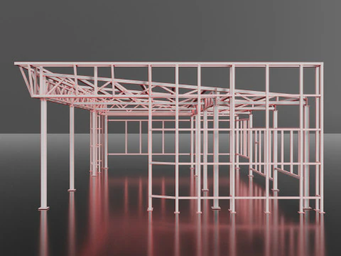Industrial Metal building 3D Model