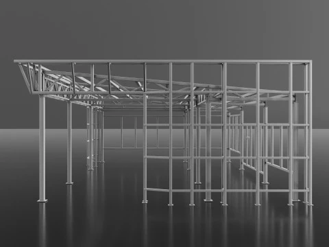 Industrial Metal building 3D Model